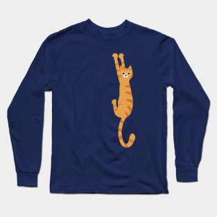 Orange Tabby Cat Hanging On Long Sleeve T-Shirt